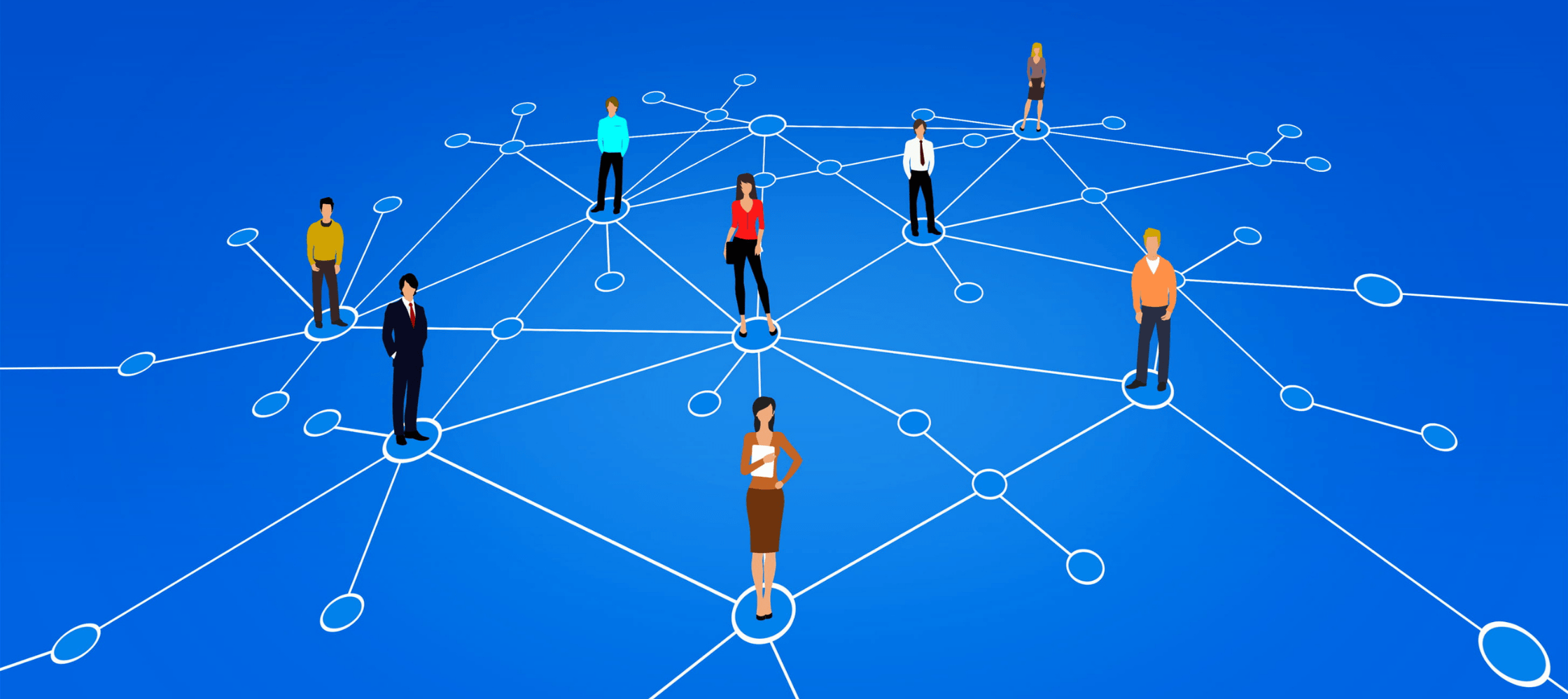 An illustration of a network of business people to illustrate a piece on the Difference Between Responsibility and Accountability