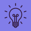 Icon of a lightbulb to represent one of GingrTech's values: innovating with their business simulation games
